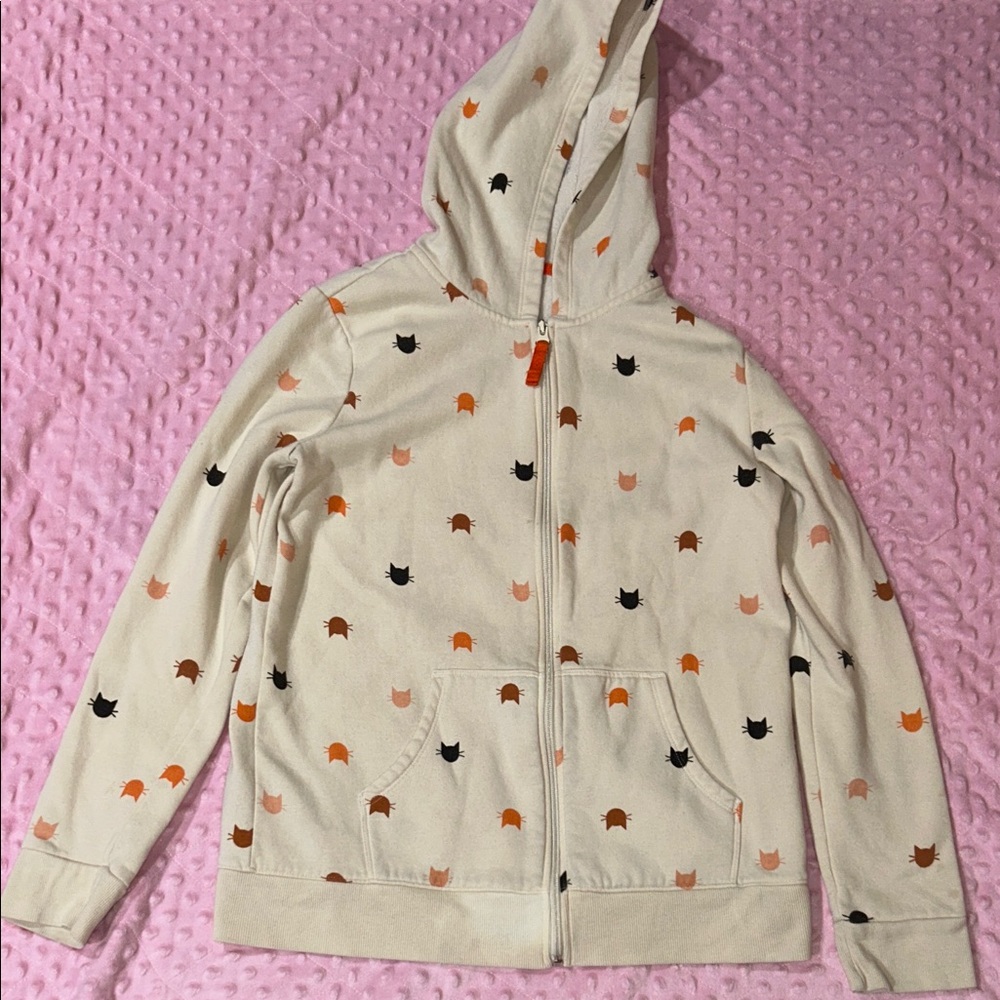 Cat & Jack Cream Hoodie with Cat Faces